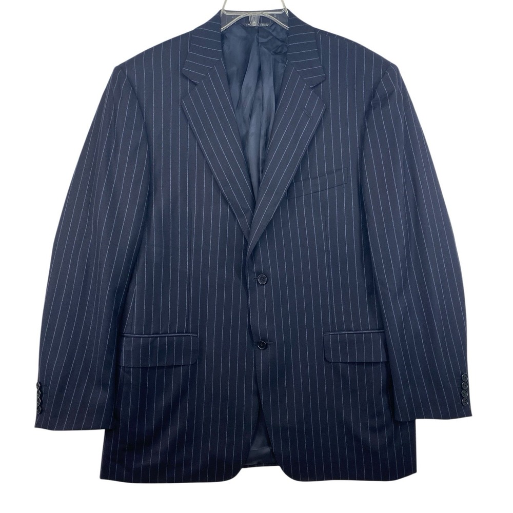 Canali Wool Blazer Italy Men 42R EU52 Navy Striped Single Breasted Sport Coat